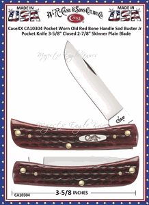 W.R. Case & Sons Cutlery CA10304 CaseXX Pocket Worn Old Red Bone Handle Sod Buster Jr Pocket Knife 3-5/8" Closed 2-7/8" Skinner Plain Blade