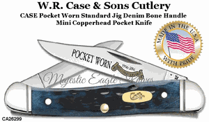 W.R. Case & Son's Cutlery CA-26299 Case Pocket Worn Denim Bone Handle Mini Copperhead Knife