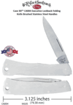 W.R. Case & Son's Cutlery CA004 Case XX� Executive Lockback Folding Knife Brushed Stainless Steel Handles    