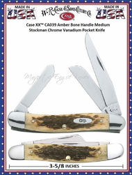 W.R. Case & Son's Cutlery CA039 Case XX� Amber Bone Handle Medium Stockman Chrome Vanadium Pocket Knife