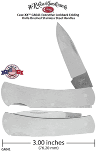 W.R. Case & Son's Cutlery CA041 Case XX� Executive Lockback Folding Knife Brushed Stainless Steel Handles    