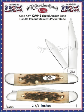 W.R. Case & Son's Cutlery CA045 Case XX� Jigged Amber Bone Handle Peanut Stainless Pocket Knife 