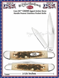 W.R. Case & Son's Cutlery CA045 Case XX� Jigged Amber Bone Handle Peanut Stainless Pocket Knife 