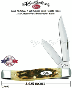 W.R. Case & Son's Cutlery CA077 CASE XX WR Amber Bone Handle Texas Jack Chrome Vanadium Pocket Knife 