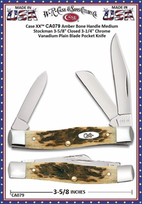 W.R. Case & Son's Cutlery CA079 Case XX� Jigged Amber Bone Handle Medium Stockman Chrome Vanadium Pocket Knife 