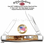 W.R. Case & Son's Cutlery CA088 Case Genuine India Stag Small Pen Pocket Knife