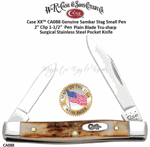 W.R. Case & Son's Cutlery CA088 Case Genuine India Stag Small Pen Pocket Knife
