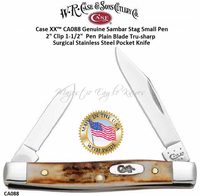 W.R. Case & Son's Cutlery CA088 Case Genuine India Stag Small Pen Pocket Knife