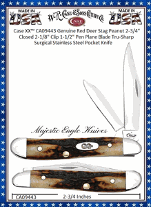 W.R. Case & Son's Cutlery CA09443 Case Red Stag Handle Peanut Knife