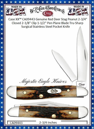 W.R. Case & Son's Cutlery CA09443 Case Red Stag Handle Peanut Knife W.R. Case & Son's Cutlery CA09443 Case Red Stag Handle Peanut Knife