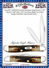 W.R. Case & Son's Cutlery CA09443 Case Red Stag Handle Peanut Knife