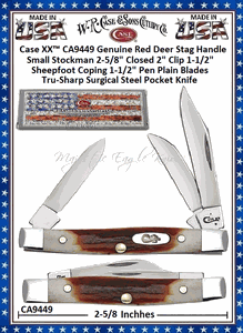 W.R. Case & Son's Cutlery CA09449 Case Red Stag Handle Small Stockman Knife