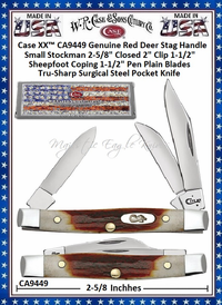 W.R. Case & Son's Cutlery CA09449 Case Red Stag Handle Small Stockman Knife