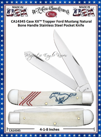 W.R. Case & Sons Cutlery CA14345 Case XX� Trapper Ford Mustang Natural Bone Handle Stainless Steel Pocket Knife
