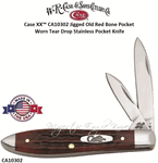 W.R. Case & Son's Cutlery CA10302 Case XX� Tear Drop Jack Pocket Worn Old Red Bone  Handle Pocket Knife   