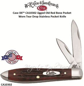 W.R. Case & Son's Cutlery CA10302 Case XX� Tear Drop Jack Pocket Worn Old Red Bone  Handle Pocket Knife   