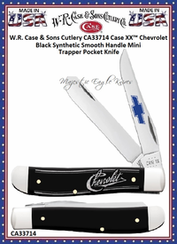 W.R. Case & Sons Cutlery CA33714 Case XX� Chevrolet Black Synthetic Smooth Handle Mini Trapper Pocket Knife