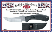 W.R. Case & Sons Cutlery CA362 Case XX™ Lightweight Black Hunter Ridgeback Fixed Blade 8-1/2" Overall 4-1/8" Swept Blade Skinner Tru-sharp Surgical Stainless Steel Knife W.R. Case & Sons Cutlery CA362 Case XX™ Lightweight Black Hunter Ridgeback Fixed Blade 8-1/2" Overall 4-1/8" Swept Blade Skinner Tru-sharp Surgical Stainless Steel Knife