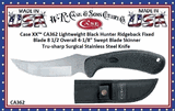 W.R. Case & Sons Cutlery CA362 Case XX� Lightweight Black Hunter Ridgeback Fixed Blade 8-1/2" Overall 4-1/8" Swept Blade Skinner Tru-sharp Surgical Stainless Steel Knife