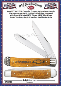 W.R. Case & Sons Cutlery CA33710 Case XX� Chevrolet Antique Bone Handle Trapper Pocket Knife
