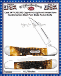 W.R. Case & Sons Cutlery CA51392 Case XX� Copperlock Jig Burnt Amber Bone Handle Carbon Steel Pocket Knife
