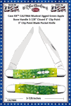 W.R. Case & Sons Cutlery CA27866  Case XX� Muskrat Jigged Green Apple Bone Handle 3-7/8" Closed 3" Clip Point 3" Clip Point Blade Pocket Knife