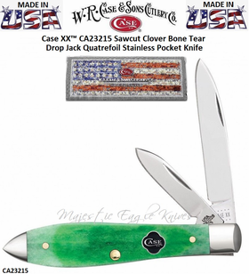 W.R. Case & Son's Cutlery CA23215 CASE XX� 3-1/2" Closed Sawcut Clover Bone Handle Tear Drop Pocket Knife