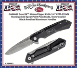 WR Case & Sons Cutlery CA64662 Case XX� Kinzua Flipper Knife 3.4" CPM-S35VN Stonewashed Spear Point Plain Blade, Stonewashed Black Anodized Aluminum Handles   
