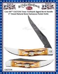 W.R. Case & Sons Cutlery CA27236 Case XX Texas Toothpick Jigged Burnt Handle 3" Closed Natural Bone Damascus Pocket Knife 