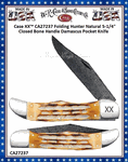 W.R. Case & Sons Cutlery CA27237 Case XX� Folding Hunter Jigged Burnt Bone Handle 5-1/4" Closed Damascus Pocket Knife 