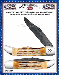 W.R. Case & Sons Cutlery CA27237 Case XX™ Folding Hunter Jigged Burnt Bone Handle 5-1/4" Closed Damascus Pocket Knife W.R. Case & Sons Cutlery CA27237 Case XX™ Folding Hunter Jigged Burnt Bone Handle 5-1/4" Closed Damascus Pocket Knife