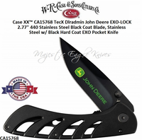 W.R. Case & Sons Cutlery CA15768 Case XX� TecX Dlradmin John Deere EXO-LOCK  2.77" 440 Stainless Steel Black Coat Blade, Stainless Steel w/ Black Hard Coat EXO