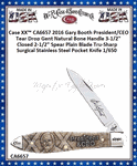 W.R. Case & Sons Cutlery CA6657 Case XX� 2016 Gary Booth President/CEO Natural Bone Handle Tear Drop Gent  3-1/2" Closed 2-1/2" Spear Point Plain Blade Stainless 1/650 Tru-Sharp Stainless Steel Pocket Knife