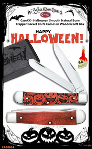 W.R. Case & Sons Cutlery CA10614 Case XX™ Jack-O-Lanterns Orange Bone Trapper 4-1/8" Closed 3 1/4" Clip, 3 1/4" Spey Spey Plain Blades Tru-Sharp Surgical Stainless Steel Pocket Knife W.R. Case & Sons Cutlery CA10614 Case XX™ Jack-O-Lanterns Orange Bone Trapper 4-1/8" Closed 3 1/4" Clip, 3 1/4" Spey Spey Plain Blades Tru-Sharp Surgical Stainless Steel Pocket Knife