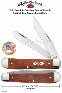 W.R. Case & Son's Cutlery CA28707 Case XX Smooth Chestnut Bone Trapper Pocket Knife 