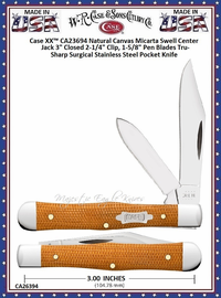W.R. Case & Sons Cutlery CA23694 Case XX� Natural Canvas Micarta Swell Center Jack Stainless Steel Pocket Knife