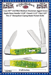 W.R. Case & Sons Cutlery CA27862 Case XX� Medium Stockman Jigged Green Apple Bone Handle 3-5/8" Closed 2-1/2" Clip1-3/4" Pen 2" Sheepsfoot Coping Blade Pocket Knife