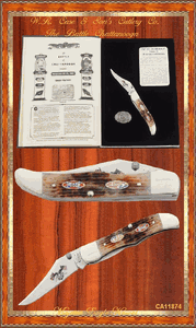 W.R. Case & Son's Cutlery CA11874 LTD Battle Chattanooga Honey Brown Jigged Mid Folding Hunter Knife