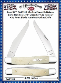 W.R. Case & Sons Cutlery CA13317 Case XX� Muskrat Smooth Natural Bone Handle 3-7/8" Closed 3" Clip Point 3" Clip Point Blade Stainless Pocket Knife 