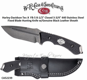 W.R. Case & Sons Cutlery CA52239 Case XX™ Harley Davidson Tec X Fixed Blade Bowie Knife 8-1/4" Overall 4-1/4" Stainless Steel Tanto Plain Blade w/fuller Ginuine Black Leather Sheath W.R. Case & Sons Cutlery CA52239 Case XX™ Harley Davidson Tec X Fixed Blade Bowie Knife 8-1/4" Overall 4-1/4" Stainless Steel Tanto Plain Blade w/fuller Ginuine Black Leather Sheath