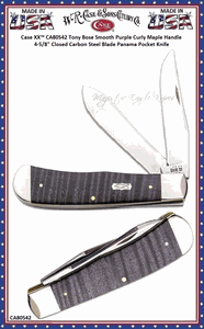 W.R. Case & Sons Cutlery CA80542 Case XX� Tony Bose Smooth Purple Curly Maple Panama Trapper 4.63" Closed Mirror-polished Tru-Sharp Surgical Steel Bladed Pocket Knife 