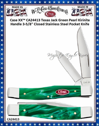 W.R. Case & Sons Cutlery CA24413 Case XX� Texas Jack Green Pearl Kirinite 3-5/8" Closed  Stainless Steel Pocket Knife