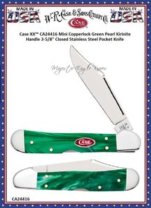W.R. Case & Sons Cutlery CA24416 Case XX Mini Copperlock Green Pearl Kirinite Handle 3-5/8" Closed Stainless Pocket Knife 