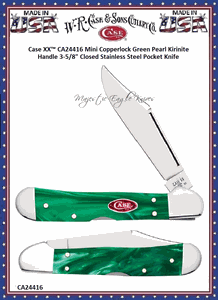 W.R. Case & Sons Cutlery CA24416 Case XX� Mini Copperlock Green Pearl Kirinite Handle 3-5/8" Closed Stainless Pocket Knife 