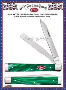 W.R. Case & Sons Cutlery CA24414 Case XX Baby Doc Green Pearl Kirinite Handle 2-7/8" Closed Stainless Steel Pocket Knife