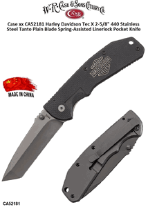 W.R. Case & Sons Cutlery CA52181 CaseXX Harley Davidson Tec X Spring-Assisted Liner lock 2-5/8" 440 Stainless Steel Tanto Plain Blade Pocket Knife