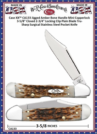 W.R. Case & Son's Cutlery CA133  Case XX� Jigged Amber Bone Handle Mini Copperlock Stainless Pocket Knife   