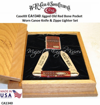 W.R. Case & Son's Cutlery CA1340 Case XX™ Jigged Old Red Bone Pocket Worn Canoe Stainless Pocket Knife & Zippo Lighter Gift Set W.R. Case & Son's Cutlery CA1340 Case XX™ Jigged Old Red Bone Pocket Worn Canoe Stainless Pocket Knife & Zippo Lighter Gift Set