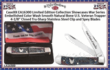 W.R. Case & Sons Cutlery CA16300 CaseXX Limited Edition Collection Showcases War Series Embellished Color Wash Smooth Natural Bone U.S. Veteran Trapper 4-1/8" Closed Tru-Sharp Stainless Steel Clip and Spey Blades   