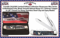 W.R. Case & Sons Cutlery CA16300 CaseXX Limited Edition Collection Showcases War Series Embellished Color Wash Smooth Natural Bone U.S. Veteran Trapper 4-1/8" Closed Tru-Sharp Stainless Steel Clip and Spey Blades W.R. Case & Sons Cutlery CA16300 CaseXX Limited Edition Collection Showcases War Series Embellished Color Wash Smooth Natural Bone U.S. Veteran Trapper 4-1/8" Closed Tru-Sharp Stainless Steel Clip and Spey Blades